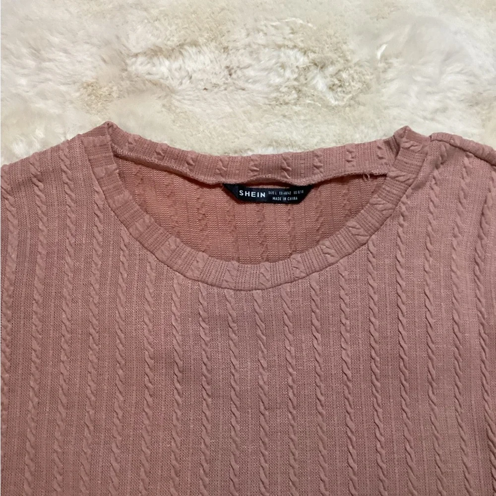 Pink Ribbed Long Sleeve Sweater - Picture 3 of 3